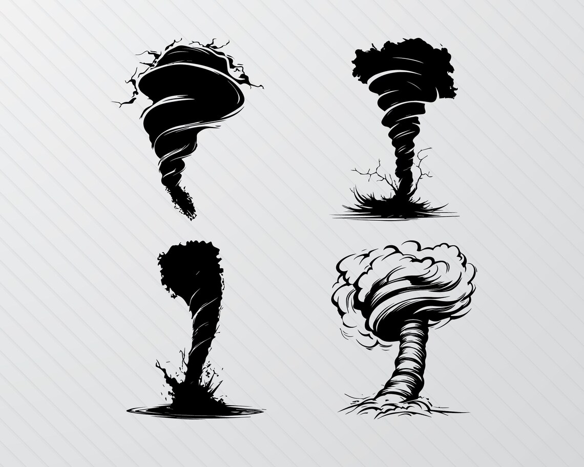 Tornado SVG Cut Files: Cyclone Silhouette Clipart (PNG, Vector) - Etsy