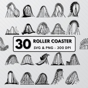 Roller Coaster Silhouette SVG Cut File: Theme Park Vector Art (PNG)