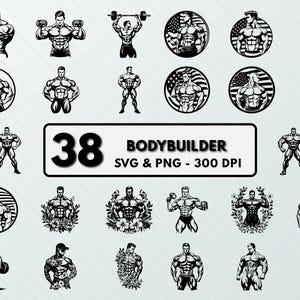 Bodybuilder SVG PNG Clipart: Vector Art, Cricut Cut File