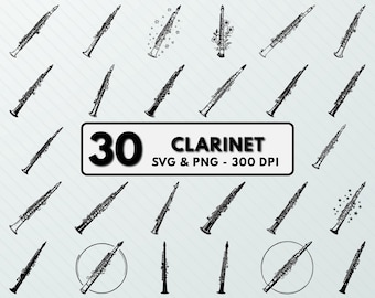 Clarinet Clipart: Silhouette Vector Art, Music Instrument (SVG, PNG)