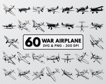 War Airplane SVG Bundle: Airplane Clipart, Vector, Decal (PNG, Cut Files)