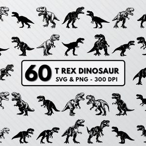 Pakiet Svg Dinozaurów T-Rex, Sylwetka Dinozaura T-Rex, Clipart Dinozaura T-Rex Png, Wektor Dinozaura, Naklejka Dinozaur T-Rex, Cięcie Dinozaura T-Rex