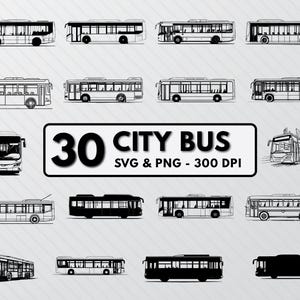 市バス SVG バンドル、市バス シルエット、市バス クリップアート PNG、公共バス アウトライン、バス Cricut ベクター、市バス デカール アイコン、バス カット ファイル SVG