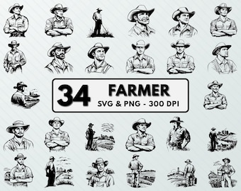 Bauer SVG Bundle: Bauernhaus Clipart, Traktor Szene (Digitaler Download)