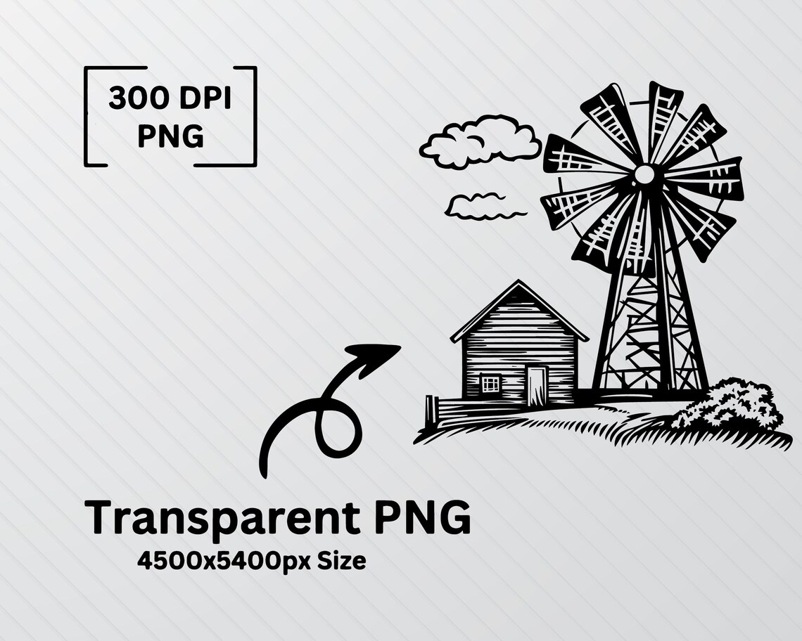 Farm Windmill SVG Bundle: Rustic Silhouette Clipart (PNG, Vector) - Etsy