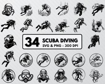 Scuba Diving SVG Bundle: Underwater Silhouette PNG, Clipart Cut Files