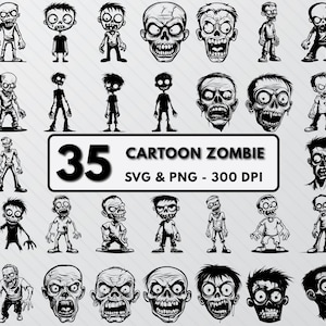 Cartoon Zombie Svg Bundle, Cartoon Ghost Child Silhouette Cut Files For Cricut, Ghost Png Clipart, Cartoon Zombie Outlines Vector Art Decal.