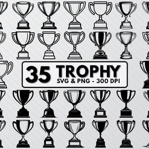 Trophy Silhouette, Champion Trophy Svg Bundle, Trophy Png Clipart Print, Trophy Icon, Trophy Outline, Trophy Decal, Trophy Vector Art Svg