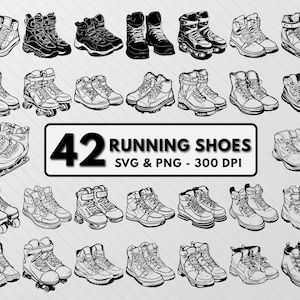 Running Shoes Silhouette: SVG Bundle, PNG Outlines (Cut Files)