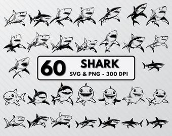 Silueta de tiburón SVG, PNG Clipart, Arte vectorial