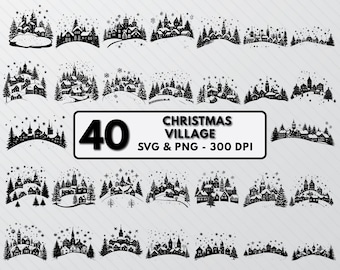 Christmas Village SVG Bundle: Silhouette Cut Files (PNG, Vector)