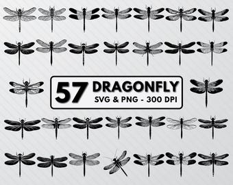 Dragonfly Silhouette Art: SVG Bundle, PNG Clipart (Digital Download)