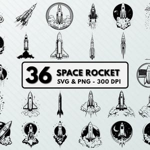 Space Rocket SVG PNG Clipart: Spaceship Cut Files (Digital Download)