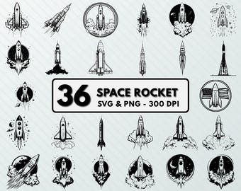 Space Rocket SVG PNG Clipart: Spaceship Cut Files (Digital Download)
