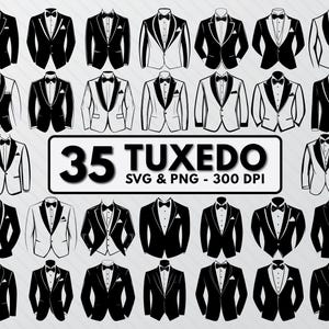 Tuxedo Silhouette Svg, Tuxedo Svg Bundle Cut File, Tuxedo Clipart Png, Tuxedo Svg, Tuxedo Icon Outlines, Tuxedo Png, Tuxedo Decal Vector Art