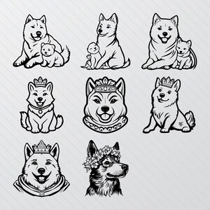 Korean Jindo Dogs Silhouette, Korean Jindo Dog Svg Bundle, Dogs Clipart