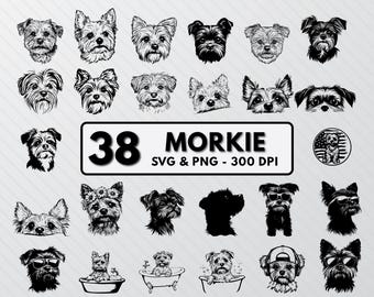 Morkie Dog SVG Bundle: Silhouette Clipart (PNG, Vector)