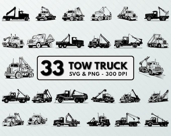 Vintage Tow Truck SVG PNG: Towing Clipart, Car Decal Cut Files