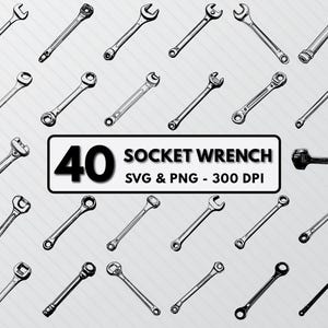 Socket Wrench Svg Bundle, Socket Wrench Silhouette Art, Wrench Png  Clipart, Socket Wrench Decal Outline, Socket Wrench Cut Files For Cricut