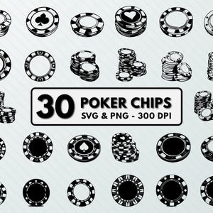 Fichiers SVG et PNG de jetons de poker, clipart de jeu, Clipart de jetons de casino, Silhouette de poker, sticker, contour de jeton, Design, couper des fichiers pour le jeu de circuits
