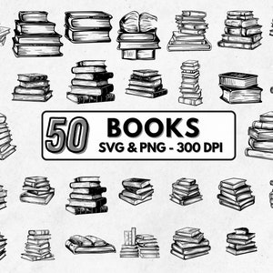 Books SVG Bundle: Stacked Book Clipart (PNG, Cricut, Silhouette)