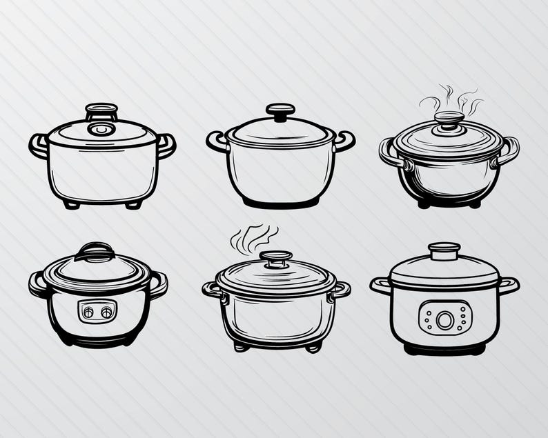 Slow Cooker Clipart: SVG, PNG, Vector Cut Files (300 DPI) - Etsy