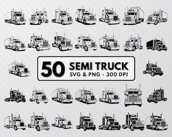 Semi Truck SVG Bundle: Trucker Clipart, Decal Vector (PNG)