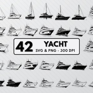 Yacht Svg Bundle, Yacht Silhouette Cut File, Yacht Vector Art, Yacht Png Clipart, Yacht Svg Files, Yacht Outlines, Yacht Decal Cricut Icon.