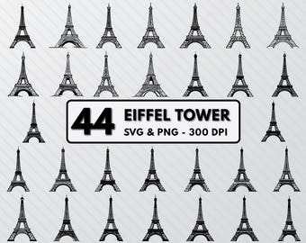 Eiffel Tower Silhouette SVG Bundle: Vector Clipart (PNG, SVG)