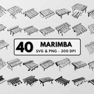 Marimba Silhouette: SVG Cut Files Bundle (PNG, Vector)