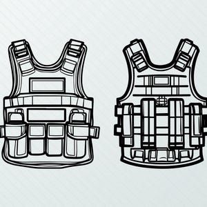 Bulletproof Vest Clipart: SVG PNG Bundle, Decal Vector (digital ...