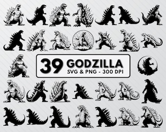 Godzilla Silhouette, Godzilla Svg Bundle, Godzilla Clipart, Godzilla Outlines, Godzilla Png, Godzilla Decal, Godzilla Vector Png Cut Files
