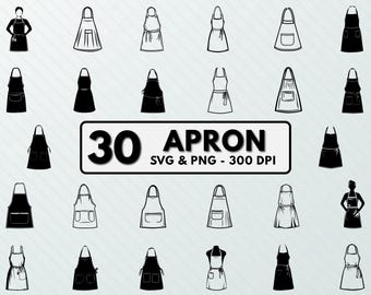 Apron SVG PNG Clipart: Kitchen Apron Outline Design (Digital Download, 300 DPI, 4500x5400 Pixels)