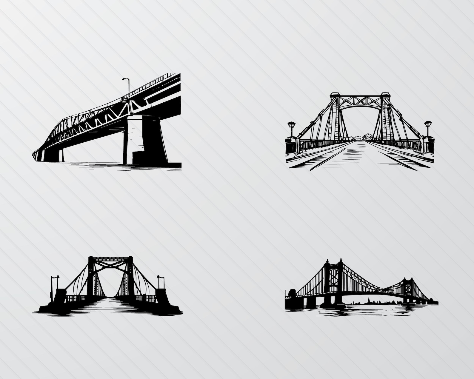 Bridge SVG Bundle: Silhouette Art, Clipart, Vector (digital Download ...
