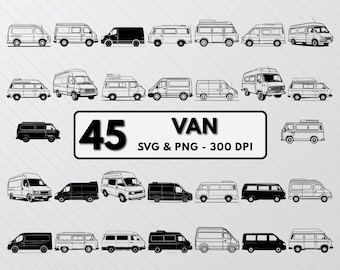 Van Silhouette Vector Art: SVG Bundle, PNG, Cricut Cut File