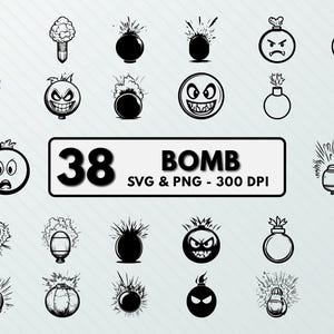 Bomb Svg Png, Bomb Clipart, Bomb Silhouette, Bomb Vector, Bomb Decal, Bomb Cut file, Bomb Cricut, Bomb Design, Bomb file, Bomb Icon Logo set