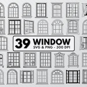 Window SVG Cut Files: Silhouette Clipart, Vector Art (PNG)