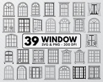 Window Svg Cut Files, Window Silhouette Png, Window Clipart Png, Window Outline, Window Vector Art, Window Cricut Decal Png, Window Bundle