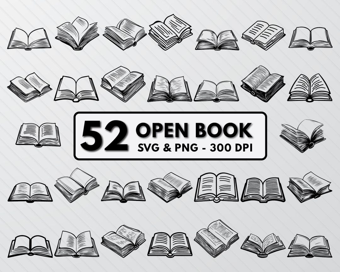 Open Book Silhouette Bundle: Svg, Png, Vector Art (digital Download) - Etsy