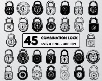 Combination Lock SVG Bundle: Clipart, Cut File, Decal (PNG)