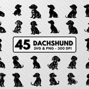 Dachshund Dog Silhouette: SVG & PNG Clipart Bundle