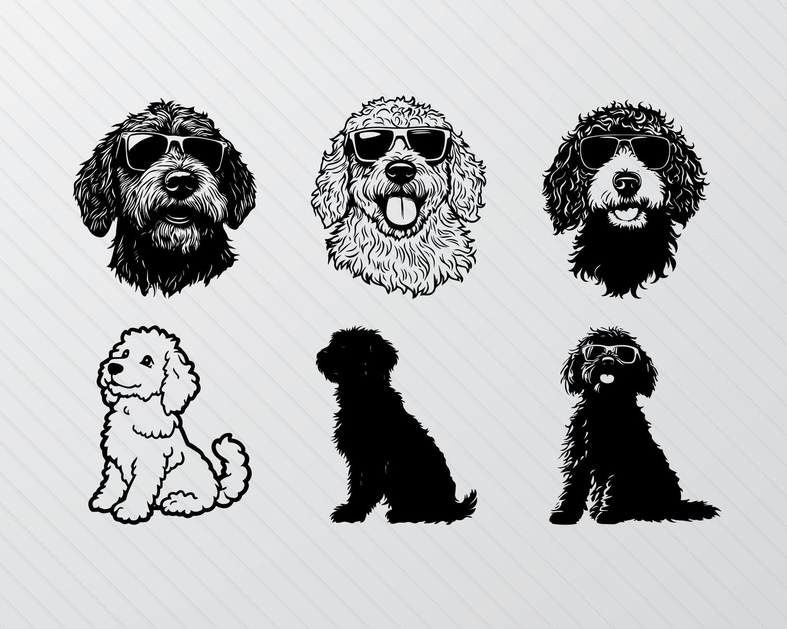 Pyredoodle Dog SVG Bundle: Silhouette Clipart (PNG, Vector) - Etsy