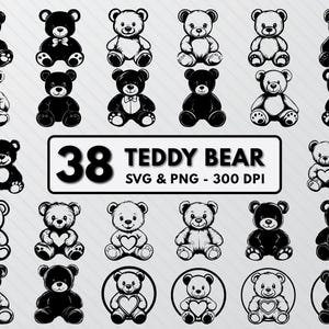 Teddy Bear Svg Bundle, Teddy Bear Silhouette, Teddy Bear Svg Png, Teddy Bear Clipart Decal, Bear Svg Outline, Teddy Bear Vector Svg Cut File