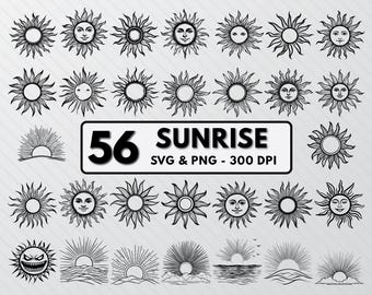 Sun Silhouette SVG Bundle: Sun Clipart, Vector Art (Digital Download)