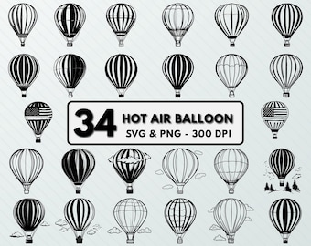 Hot Air Balloon SVG: Montgolfier Clipart, Vector Cut Files