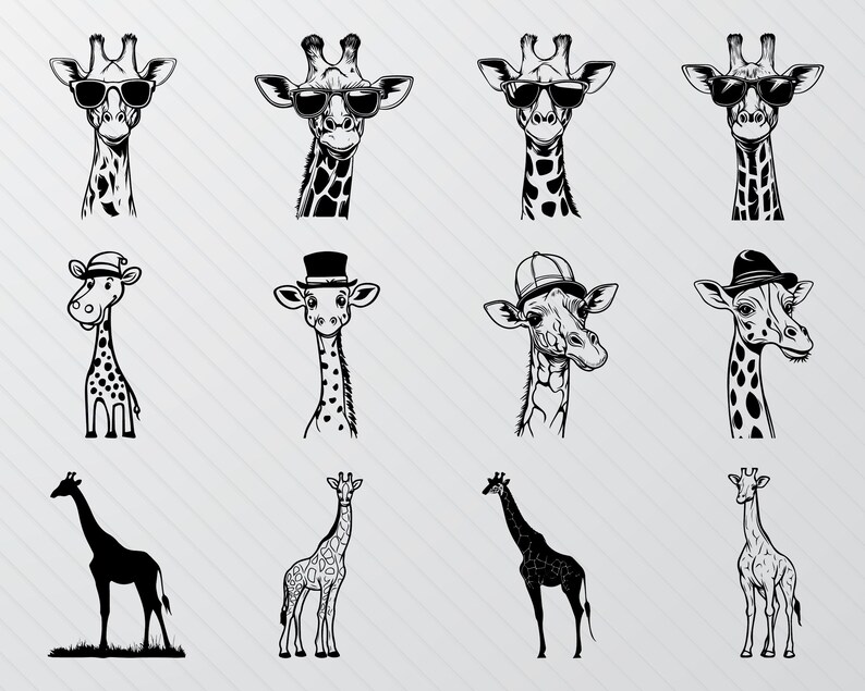 Giraffe SVG Cut Files: Animal Silhouette, Logo Clipart (PNG) - Etsy