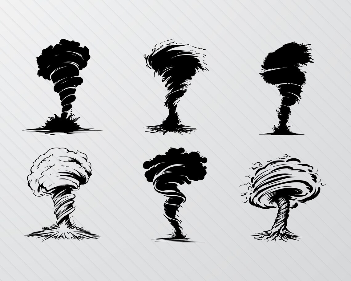 Tornado SVG Cut Files: Cyclone Silhouette Clipart (PNG, Vector) - Etsy