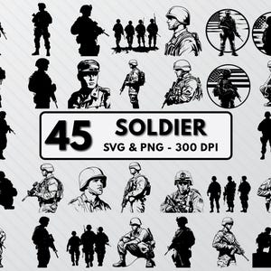 Soldier Svg Bundle, Soldier Silhouette, Soldier Png Clipart Design, Soldier Outline Vector, Military Haircuts Icon Png Decal Cut File Cricut