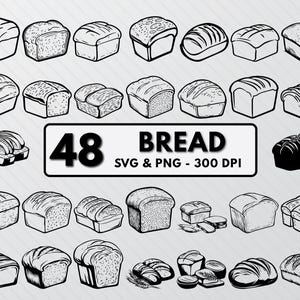 Bread Silhouette, Bread Svg Bundle, Bread Clipart, Bread Png, Bread Outlines Decal, Bread Vector Art, Bread Files for Cricut Icon Sign Png