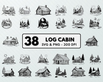 Log Cabin Clipart: Rustic Silhouette Vector Designs (SVG, PNG)